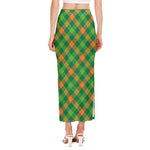 St. Patrick's Day Buffalo Pattern Print Side Slit Maxi Skirt