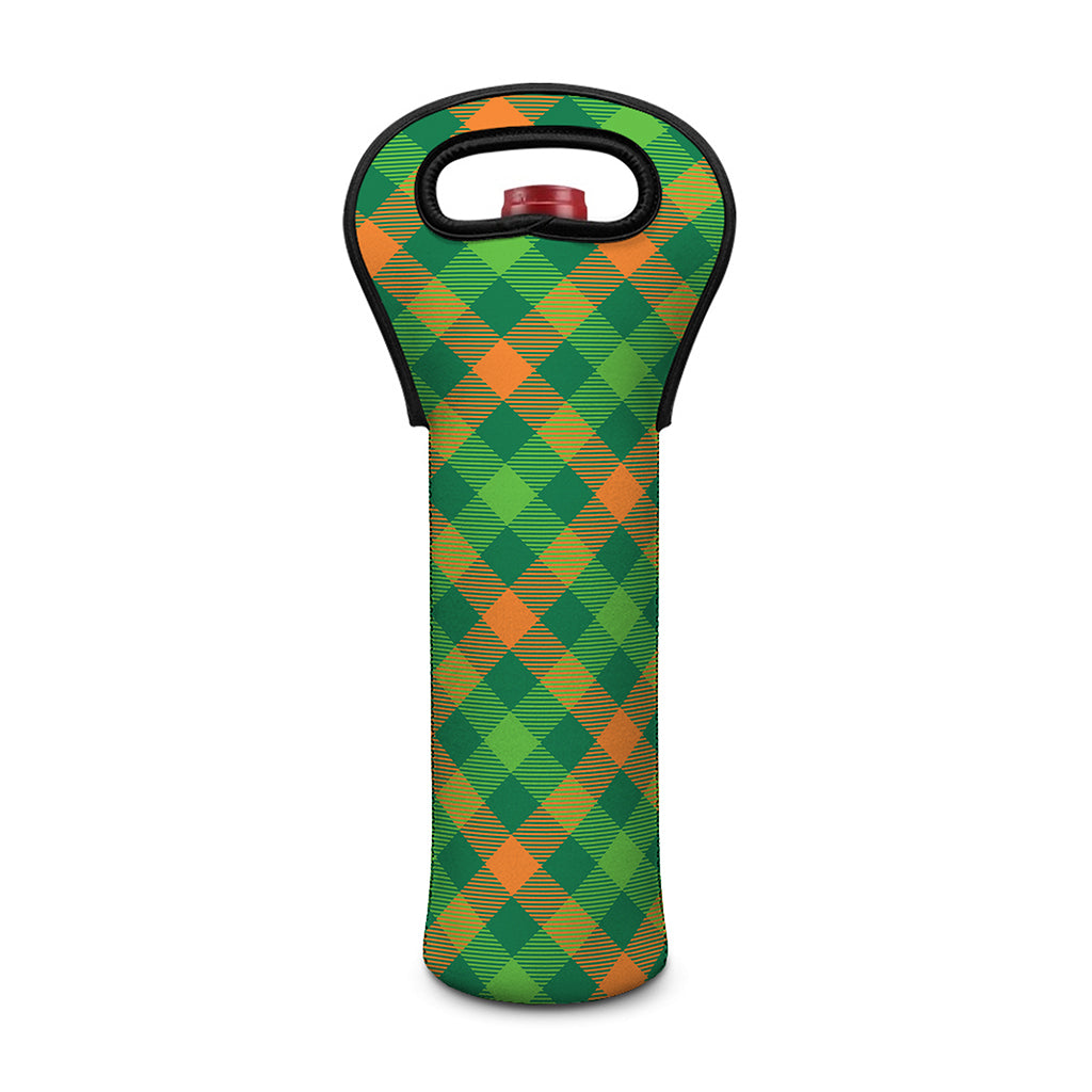 St. Patrick's Day Buffalo Pattern Print Single Neoprene Wine Tote