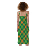 St. Patrick's Day Buffalo Pattern Print Slim Fit Midi Cami Dress