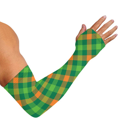 St. Patrick's Day Buffalo Pattern Print Sun Protection Arm Sleeves