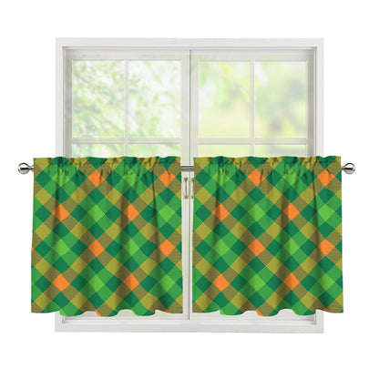 St. Patrick's Day Buffalo Pattern Print Tier Curtains