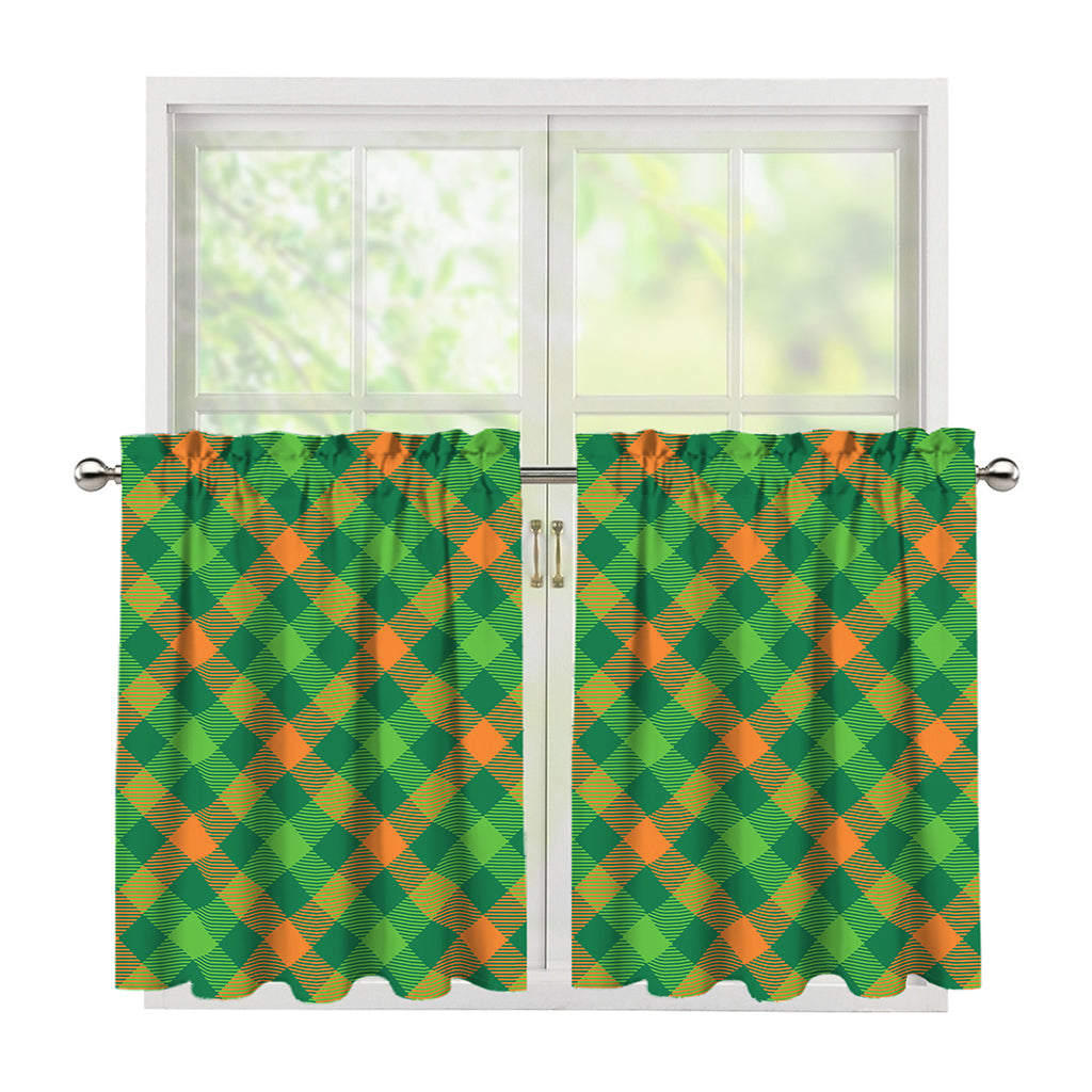 St. Patrick's Day Buffalo Pattern Print Tier Curtains