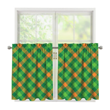 St. Patrick's Day Buffalo Pattern Print Tier Curtains
