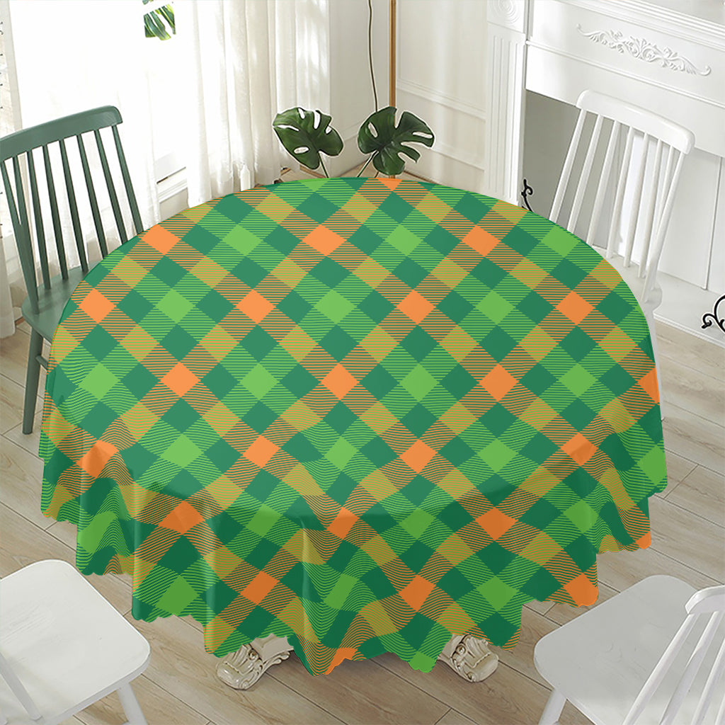 St. Patrick's Day Buffalo Pattern Print Waterproof Round Tablecloth