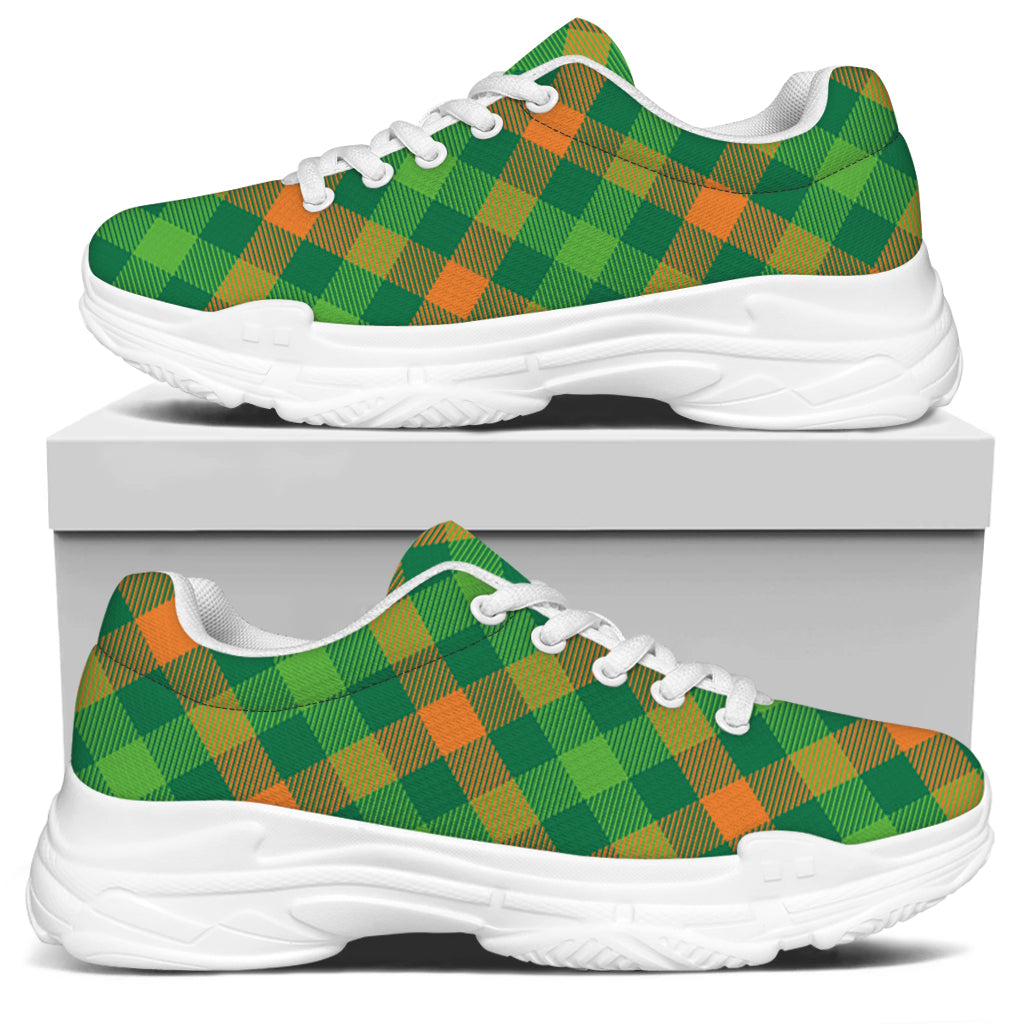 St. Patrick's Day Buffalo Pattern Print White Chunky Shoes