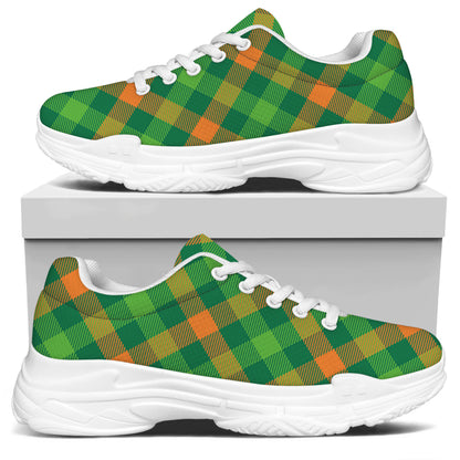 St. Patrick's Day Buffalo Pattern Print White Chunky Shoes