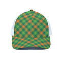 St. Patrick's Day Buffalo Pattern Print White Mesh Trucker Hat