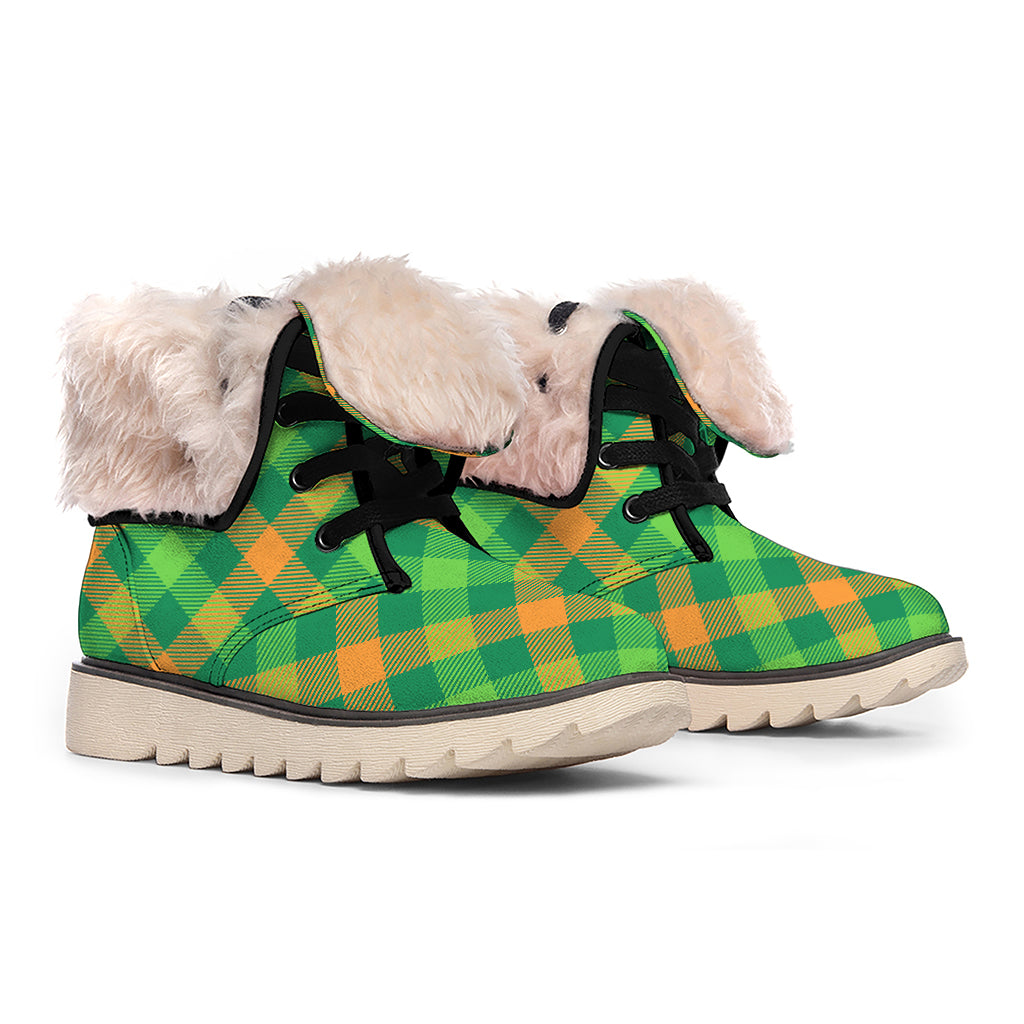 St. Patrick's Day Buffalo Pattern Print Winter Boots
