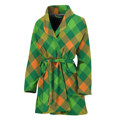 St. Patrick's Day Buffalo Pattern Print Women's Bathrobe