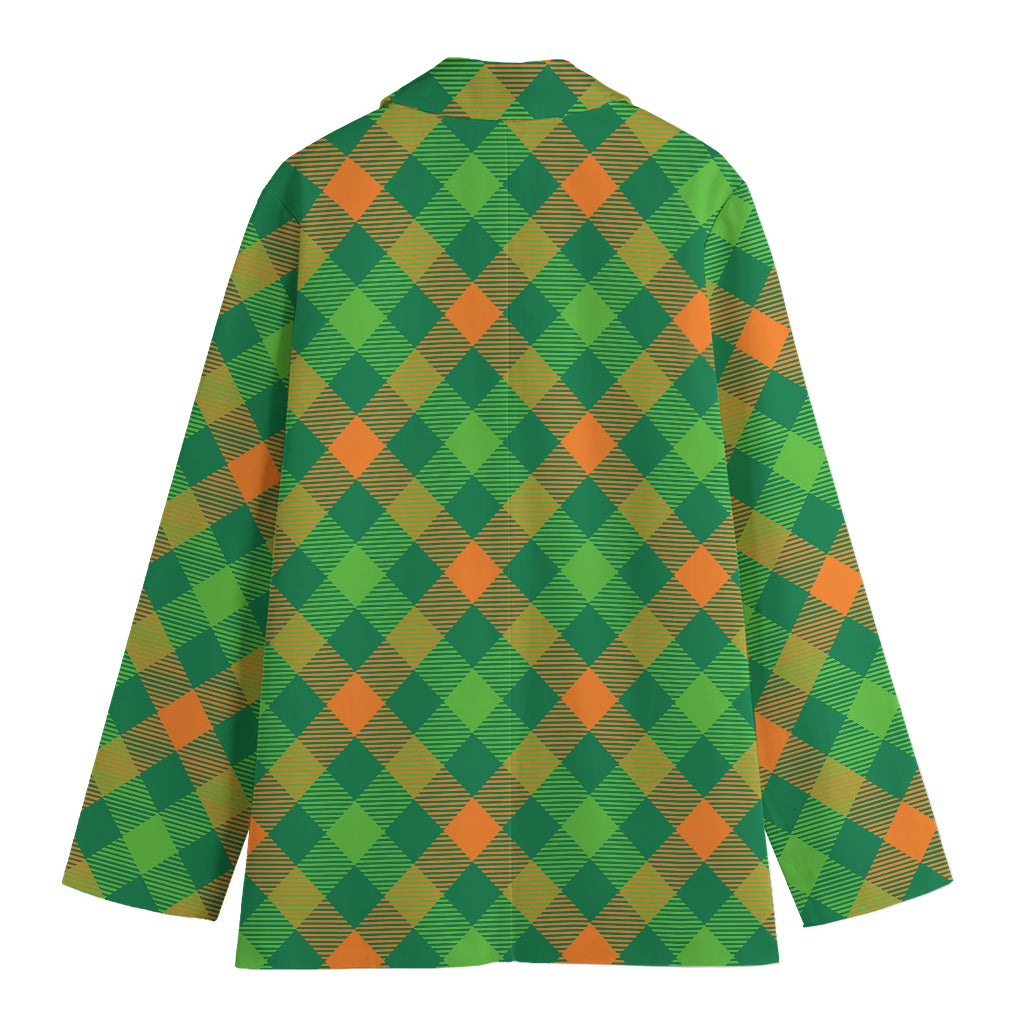 St. Patrick's Day Buffalo Pattern Print Women's Blazer