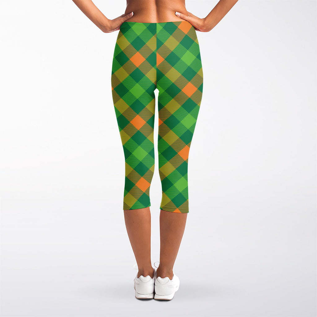 St. Patrick's Day Buffalo Pattern Print Women's Capri Leggings