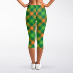 St. Patrick's Day Buffalo Pattern Print Women's Capri Leggings