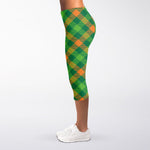 St. Patrick's Day Buffalo Pattern Print Women's Capri Leggings