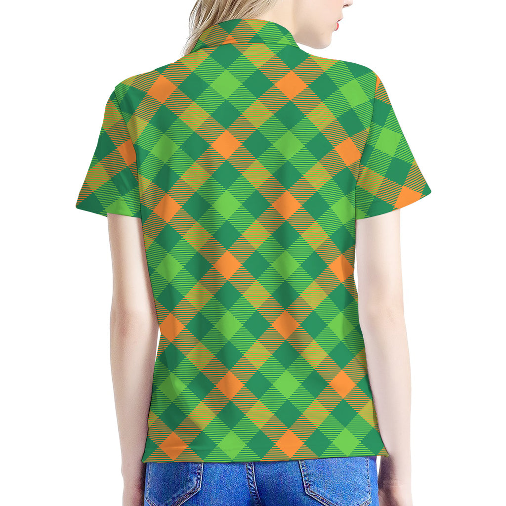 St. Patrick's Day Buffalo Pattern Print Women's Polo Shirt