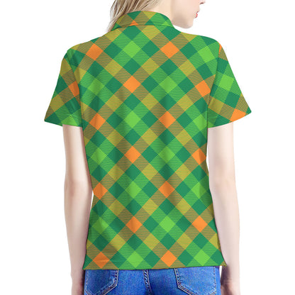 St. Patrick's Day Buffalo Pattern Print Women's Polo Shirt
