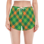 St. Patrick's Day Buffalo Pattern Print Women's Split Running Shorts