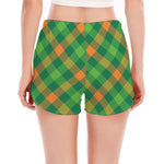 St. Patrick's Day Buffalo Pattern Print Women's Split Running Shorts