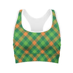 St. Patrick's Day Buffalo Pattern Print Women's Sports Bra