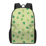 St. Patrick's Day Buffalo Plaid Print 17 Inch Backpack