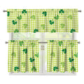 St. Patrick's Day Buffalo Plaid Print 3 Piece Kitchen Curtains