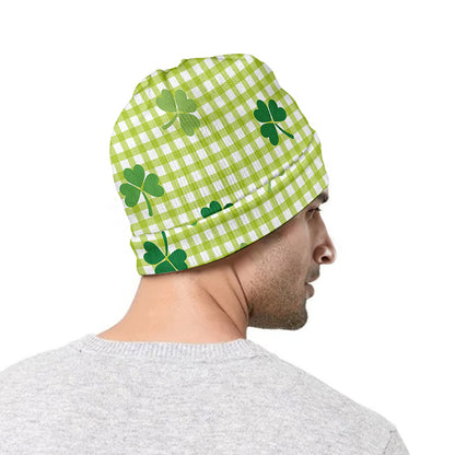 St. Patrick's Day Buffalo Plaid Print Beanie