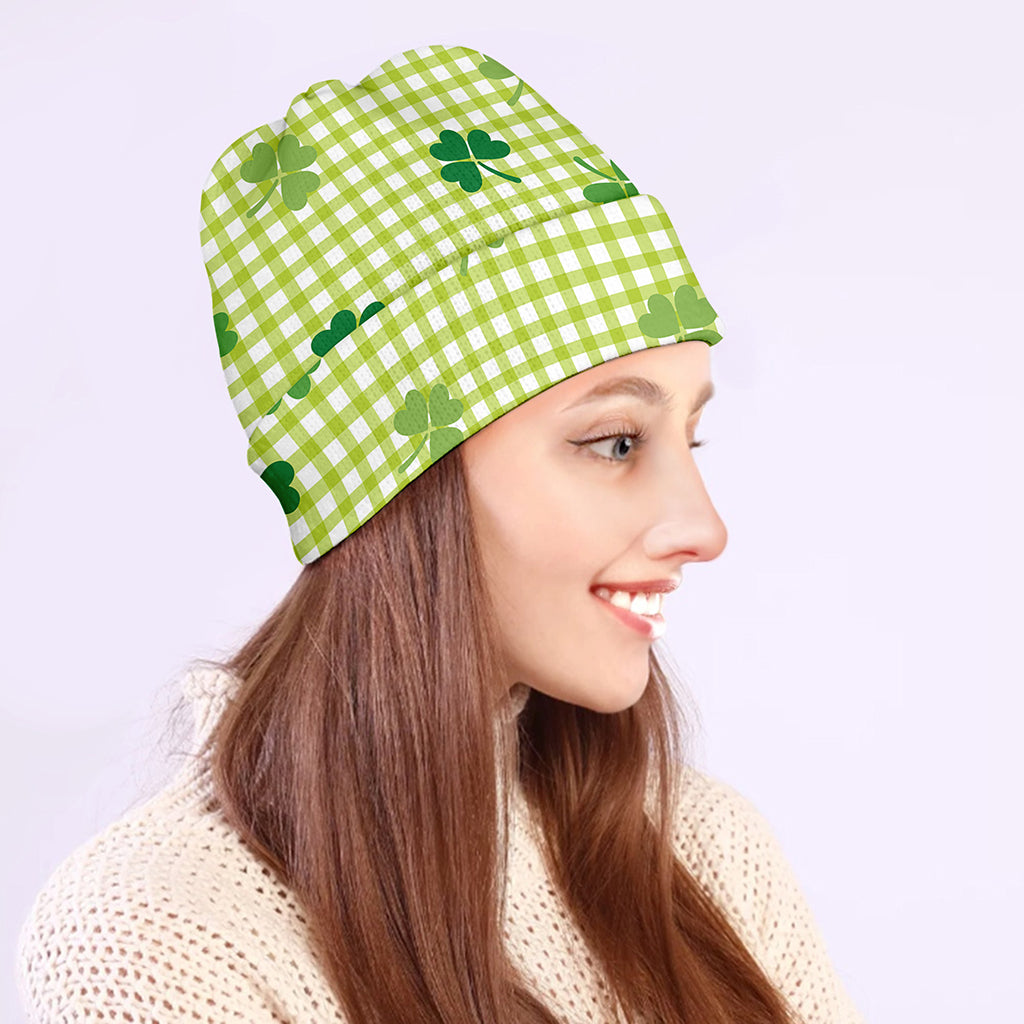 St. Patrick's Day Buffalo Plaid Print Beanie