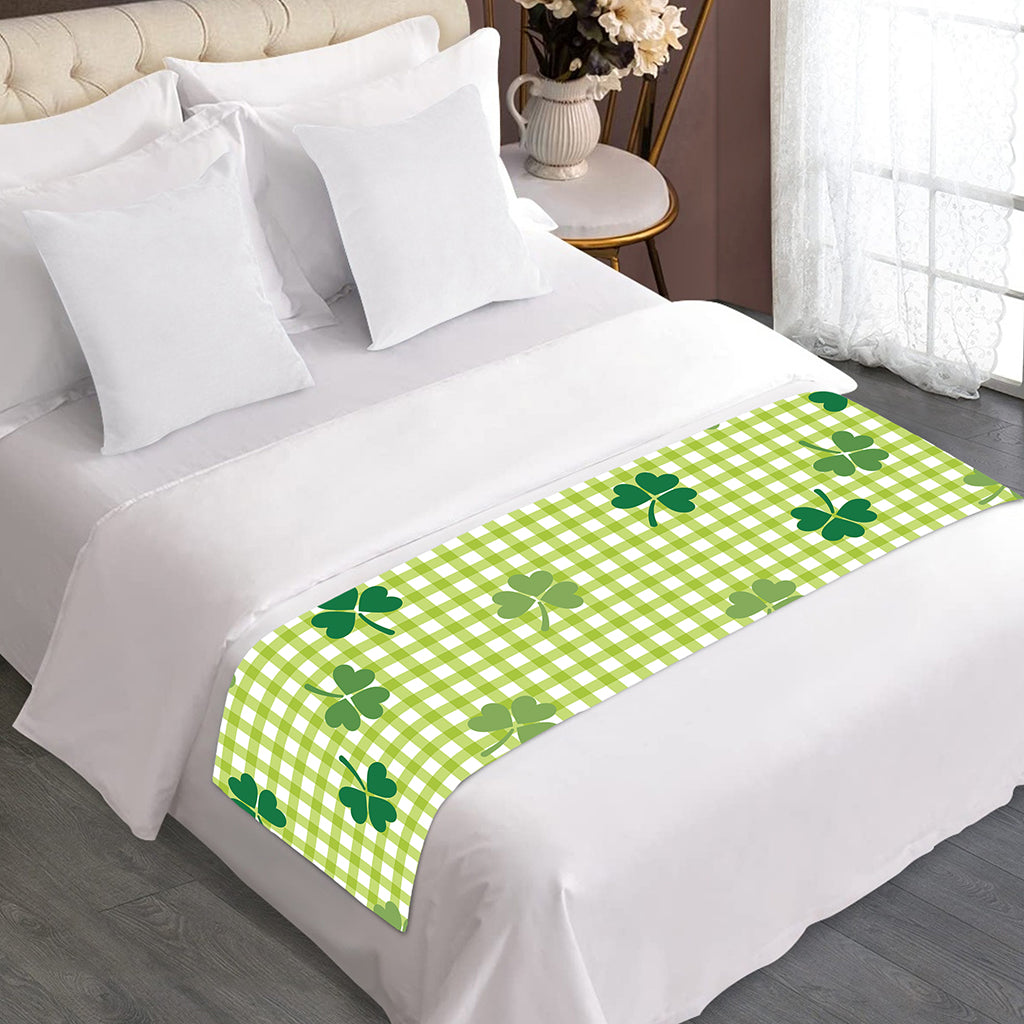 St. Patrick's Day Buffalo Plaid Print Bed Runner