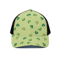 St. Patrick's Day Buffalo Plaid Print Black Mesh Trucker Hat