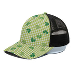 St. Patrick's Day Buffalo Plaid Print Black Mesh Trucker Cap