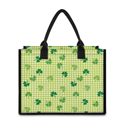 St. Patrick's Day Buffalo Plaid Print Canvas Tote Bag