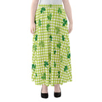 St. Patrick's Day Buffalo Plaid Print Chiffon Maxi Skirt