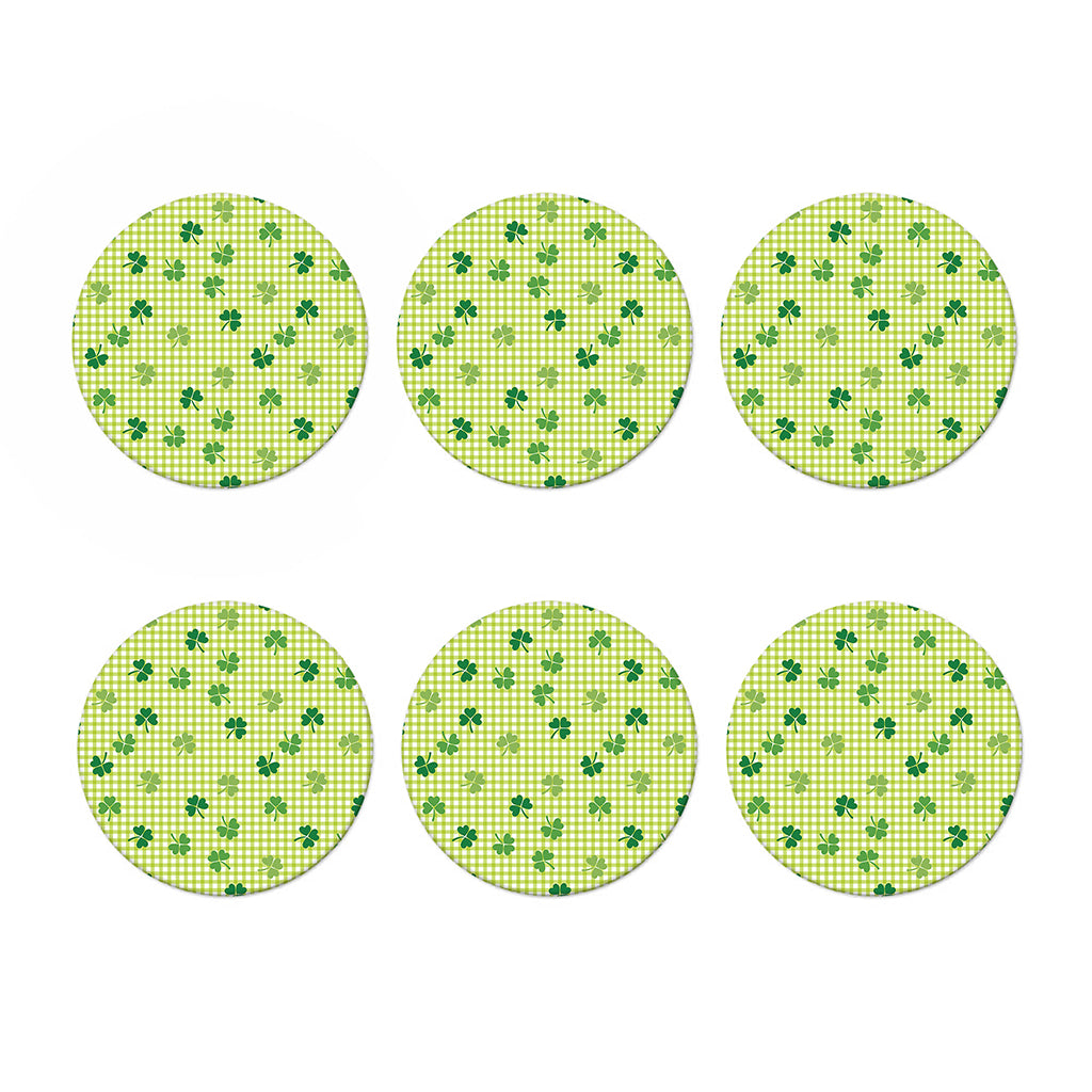 St. Patrick's Day Buffalo Plaid Print Coaster Set