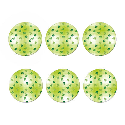 St. Patrick's Day Buffalo Plaid Print Coaster Set