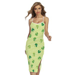 St. Patrick's Day Buffalo Plaid Print Cross Back Cami Dress