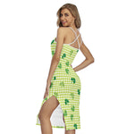 St. Patrick's Day Buffalo Plaid Print Cross Back Cami Dress