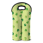 St. Patrick's Day Buffalo Plaid Print Double Neoprene Wine Tote