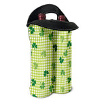 St. Patrick's Day Buffalo Plaid Print Double Neoprene Wine Tote