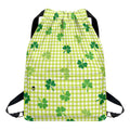 St. Patrick's Day Buffalo Plaid Print Drawstring Backpack