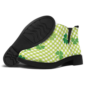 St. Patrick's Day Buffalo Plaid Print Flat Ankle Boots