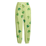 St. Patrick's Day Buffalo Plaid Print Fleece Lined Knit Pants