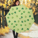 St. Patrick's Day Buffalo Plaid Print Foldable Umbrella