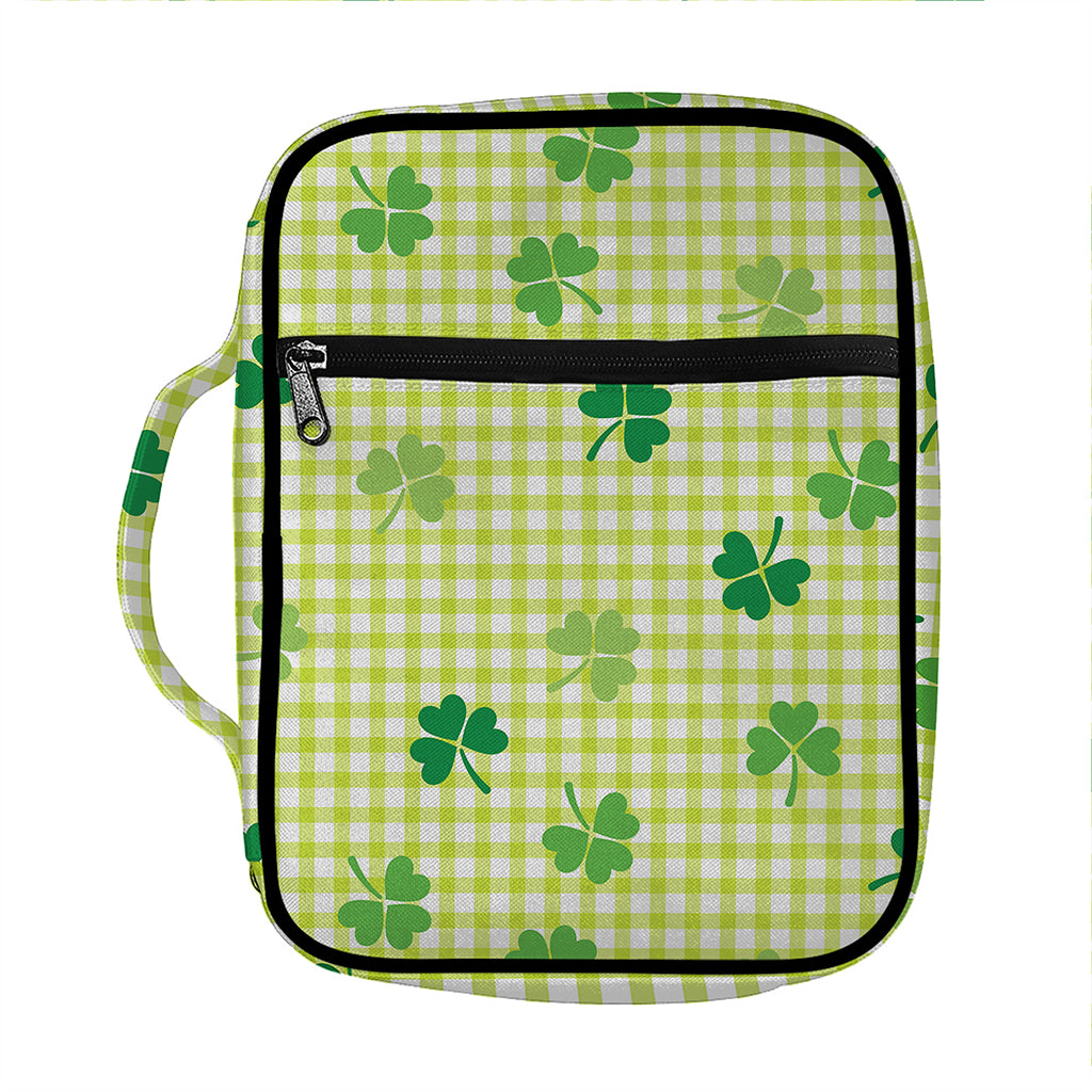 St. Patrick's Day Buffalo Plaid Print Front Pocket Bible Bag