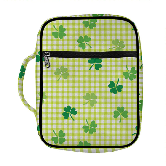 St. Patrick's Day Buffalo Plaid Print Front Pocket Bible Bag