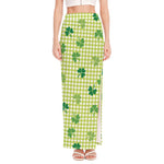 St. Patrick's Day Buffalo Plaid Print High Slit Maxi Skirt