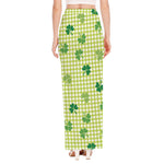 St. Patrick's Day Buffalo Plaid Print High Slit Maxi Skirt