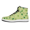St. Patrick's Day Buffalo Plaid Print High Top Leather Sneakers