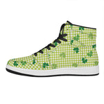 St. Patrick's Day Buffalo Plaid Print High Top Leather Sneakers