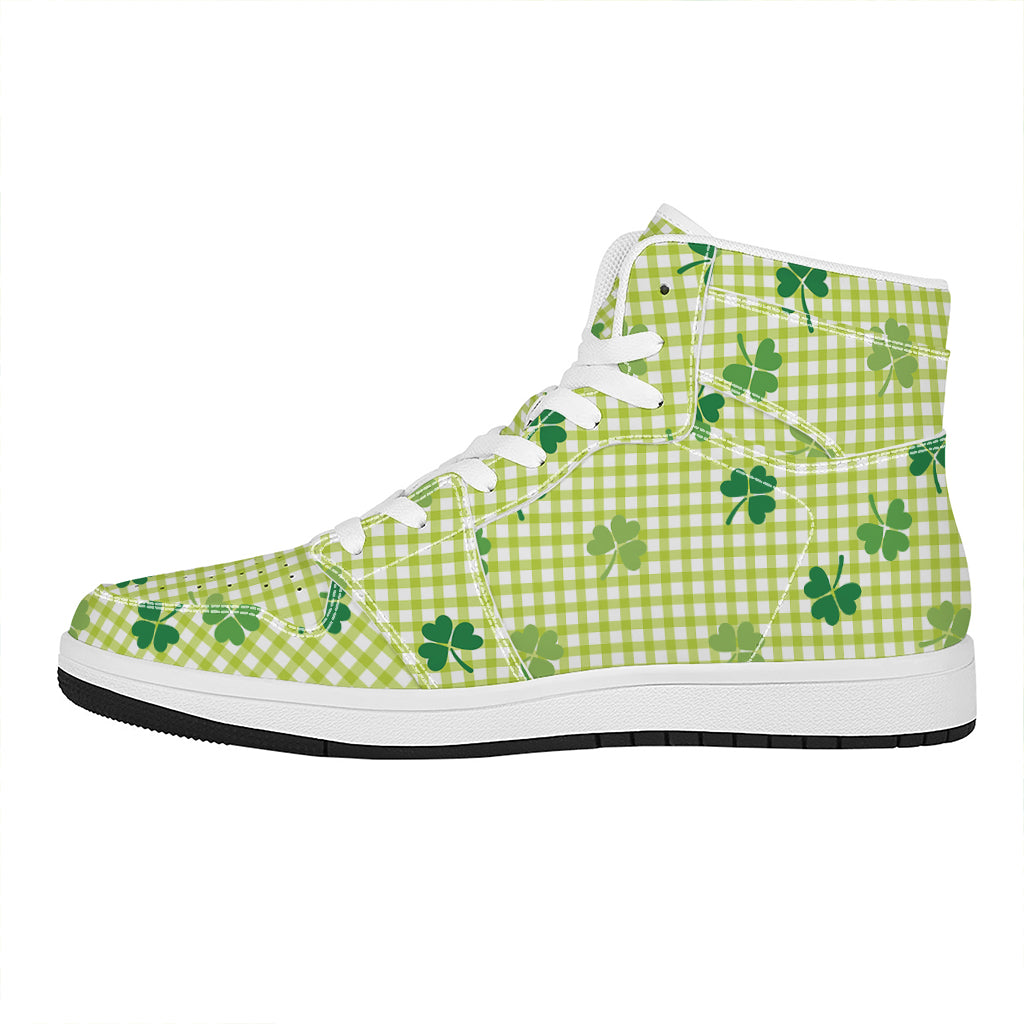 St. Patrick's Day Buffalo Plaid Print High Top Leather Sneakers