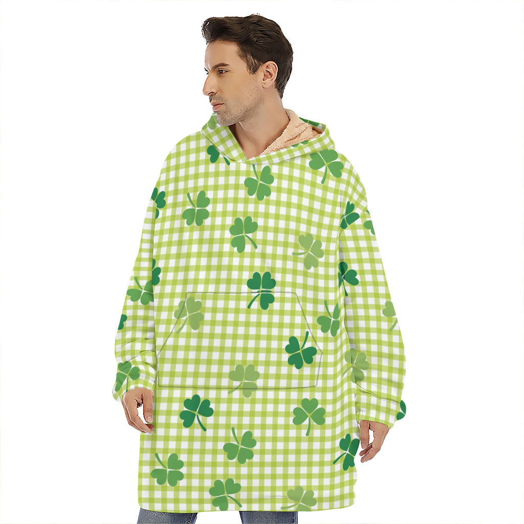 St. Patrick's Day Buffalo Plaid Print Hoodie Blanket