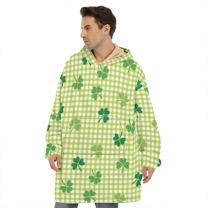 St. Patrick's Day Buffalo Plaid Print Hoodie Blanket